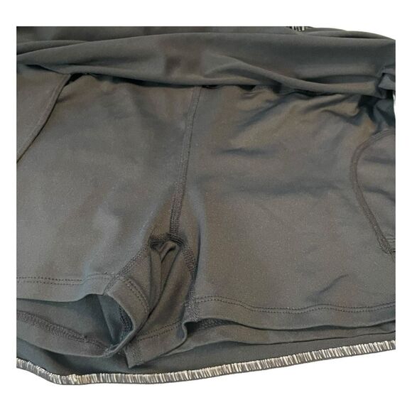 Champion Tennis Mini Skirt Skort Black White Stripe Athletic Back Pleats Poc - Picture 7 of 11